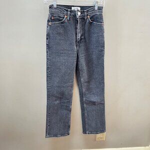 RE/DONE Womens Straight Leg High Rise Faded Black Denim Jeans Size‎ 26